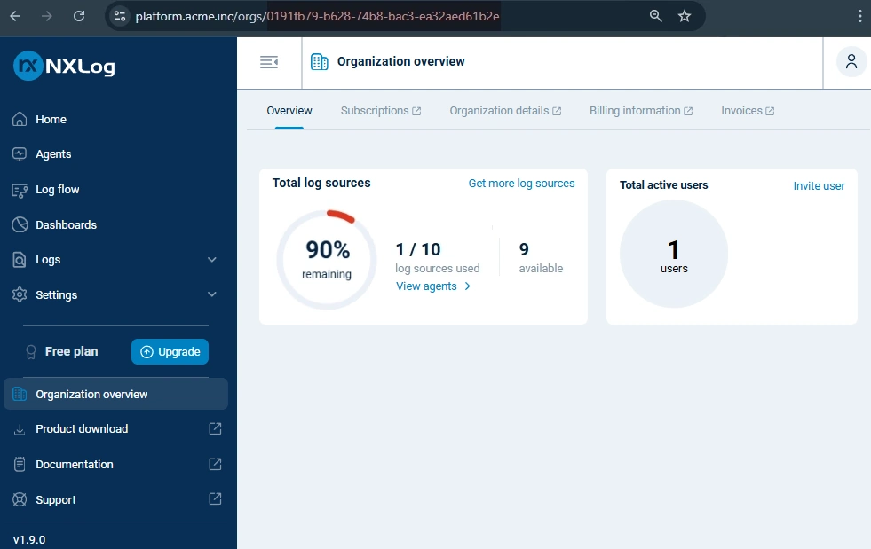 NXLog Platform organization ID