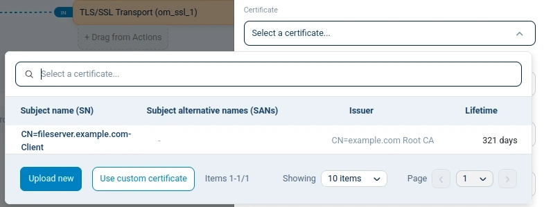 Certificate selection