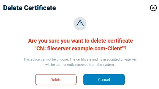 Deleting a certificate