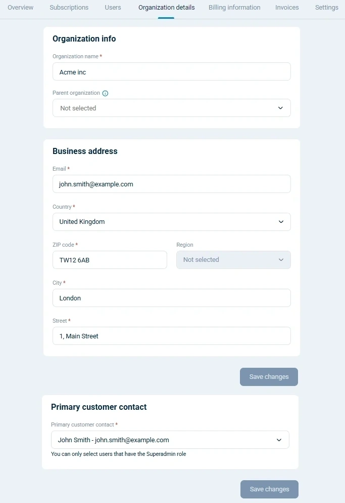NXLog Platform organization details