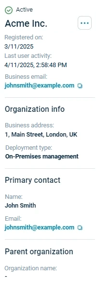 NXLog Platform organization information