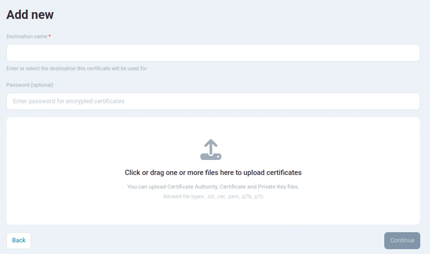 Adding a certificate