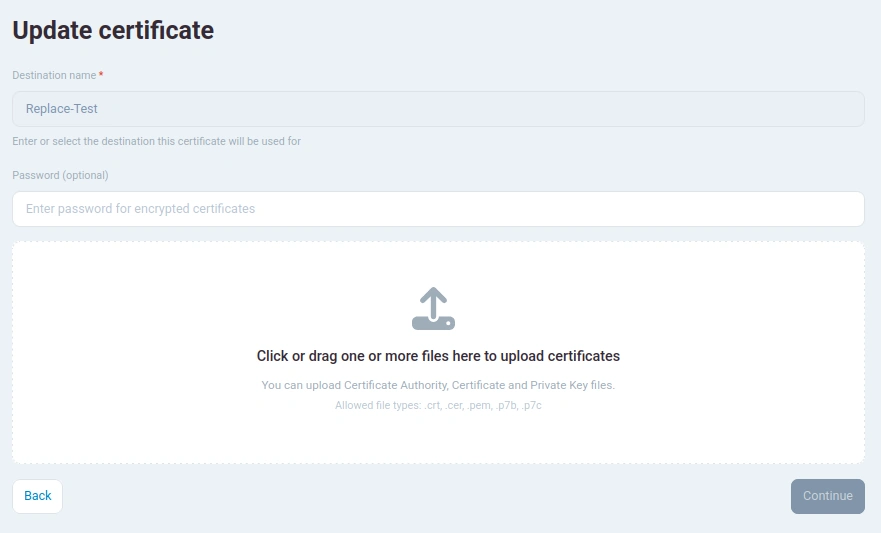 Updating a certificate