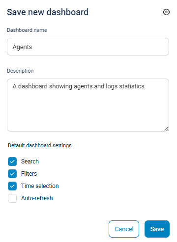 NXLog Platform - Save new dashboard