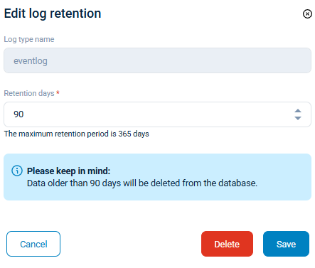 NXLog Platform delete log type