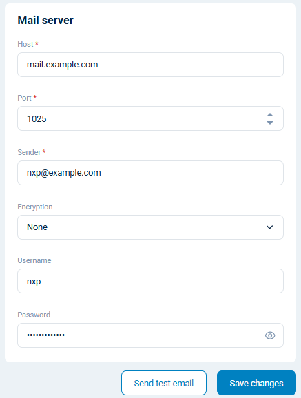 NXLog Platform mail server settings