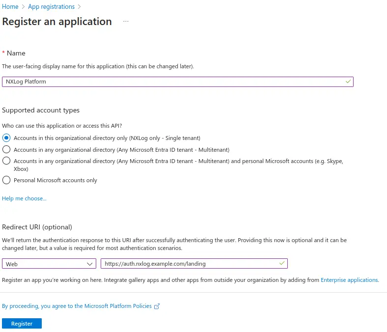 Register a Microsoft Azure application