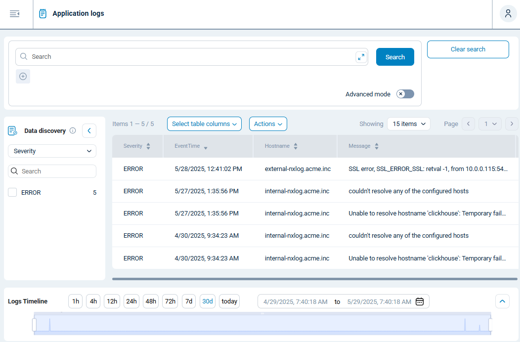 NXLog Platform application logs
