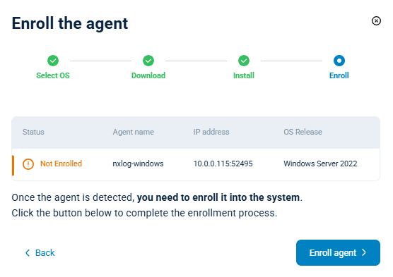 Enrolling NXLog Agent