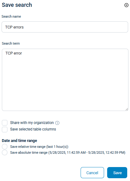 NXLog Platform save log search