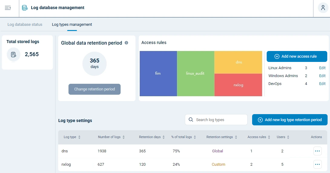 NXLog Platform log types management
