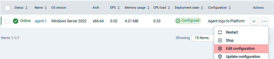 Configure an NXLog Agent from the agents table